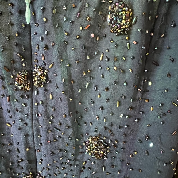 He Matadi be Seth Mehta Blue Green Ombre Beaded Full Length Gown Sz. L - Picture 7 of 7